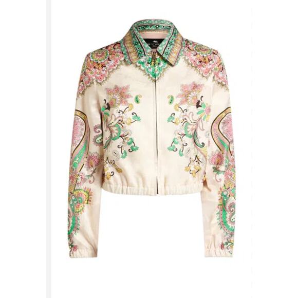 Etro Lucky Charms Bomber Blouson Jacket in Print on Ehite Base IT 42 US 6 - Picture 1 of 5